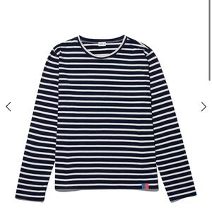 KULE Blue and White Long Sleeve Striped Tee